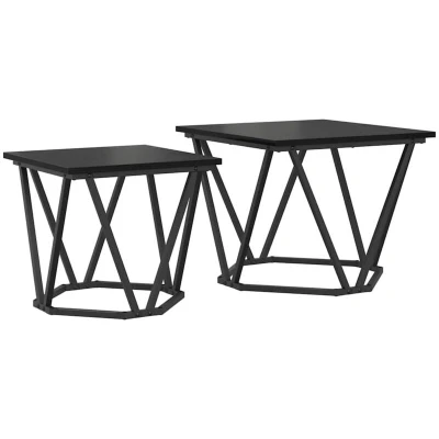 Image of vidaXL Side Tables 2 pcs Black Oak Engineered Wood