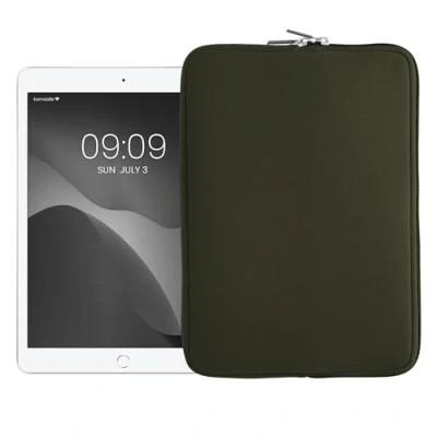 Image of kwmobile Neoprene Pouch Compatible with 9,7&quot; 11&quot; Tablet Universal Sleeve Case Cover Zipper for Dark Green