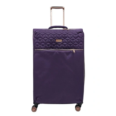 Image of Infinity Leather Unisex Cabin Suitcases 4 Wheel Luggage Travel Lightweight Bags Purple Size Medium