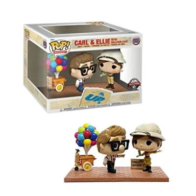 Image of Funko Pop! Moment Disney Pixar Up Carl &amp; Ellie with Balloon Cart Vinyl Figures Special Edition Exclusive