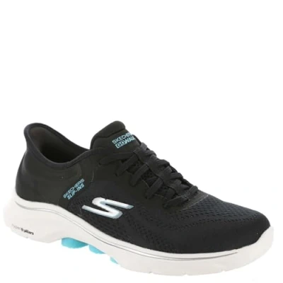 Image of Skechers Women&#039;s GO Walk 7 Valin Sneaker, Black, 7.5 UK