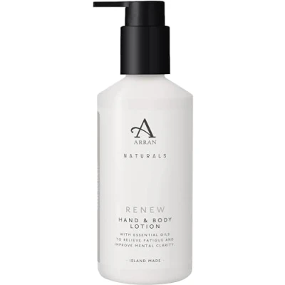 Image of Arran Sense of Scotland Naturals Renew Ylang &amp; Cedarwood Hand Body Lotion (250ml) Fast Absorbing Non Greasy Vegan Cruelty Free