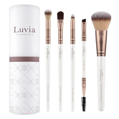 Image of Luvia Make Up Brush Set, Daily Selection Powder, Eyebrow and Eye Brushes in 5 Vegan Cosmetic