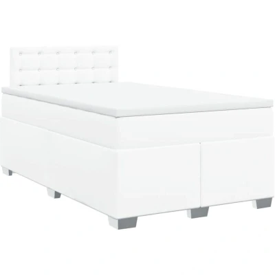 Image of vidaXL Box Spring Bed with Mattress White 120x190 cm Faux Leather