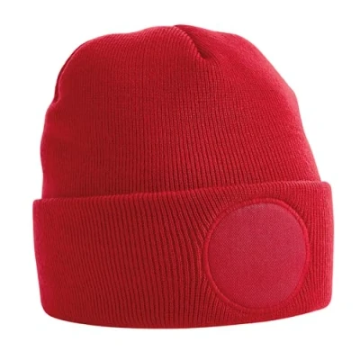 Image of Beechfield Circular Patch Beanie Elegant Design Classic Red