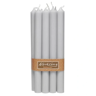 Image of Nordring Pack of 8 Rustic Taper Candles 2.2 cm x 25 High Light Grey