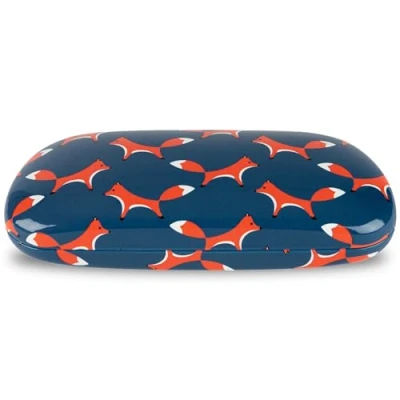 Image of LAGO TERRA Fox Print Hard Shell Glasses Case Navy
