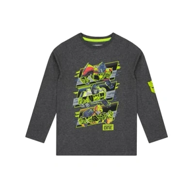Image of Transformers T Shirt Autobots Long Sleeve Megatron, Bumblebee and Optimus Prime Tee Shirts for Boys Grey 3 4 Years
