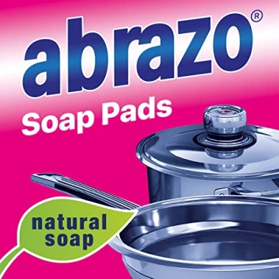 Image of abrazo soap pads for washing up, pack of 15 multi use steel wool sponges with daily cleaning, non scratch scourer pad, biodegradable degreaser