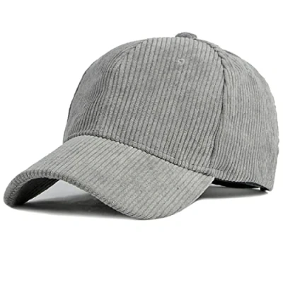 Image of XRDSS Unisex Corduroy Baseball Cap Adjustable Classic Sports Hat Outdoor Solid Caps (Grey)