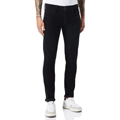 Image of REPLAY Men&#039;s M914Y Anbass Garment Dyed Jeans, Black 098 1, 34W / 34L