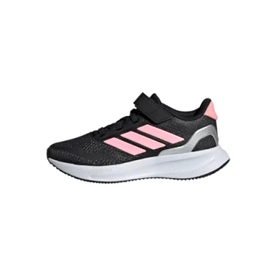Image of adidas RUNFALCON 5 Shoes Kids Running, Core Black/Pink/Silver Metallic, 2 UK