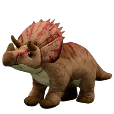 Image of lilizzhoumax Simulation Triceratops Plush Toy Realistic Cuddly Stuffed Animal Dinosaur, Cute Dinosaur Soft Home Decoration Animals Collection birthday Gift for Kids 38cm/15