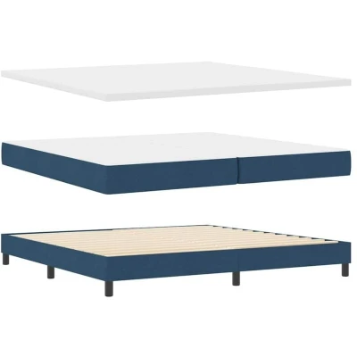 Image of vidaXL Box Spring Bed with Mattress Blue 200x200 cm Fabric