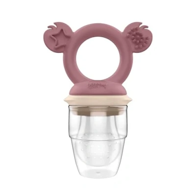 Image of Cherub Baby Non Toxic BPA Free Silicone Fresh Food Feeder, Fruit Easy to Hold, Gentle on Little Mouths, Self Feeding, Dishwasher, Freezer and Steriliser Safe, 4 Months+ (Dusty Rose/Sand)