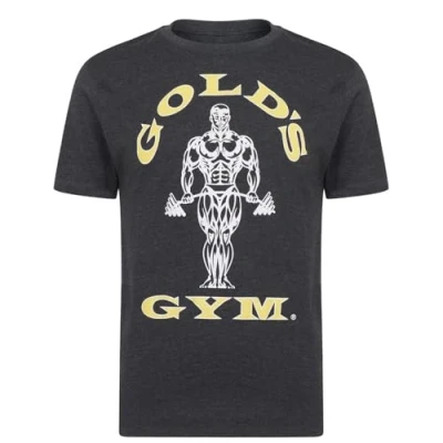 Image of Gold&#039;s Gym Mens Ggtop009 Hooded Long Sleeve Top T Shirt, Charcoal Marl, S EU