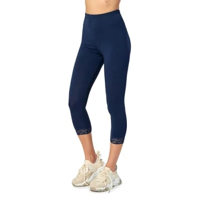 Image of Merry Style Women&#039;s Leggings 3/4 with Lace MS10 224(Navy Blue, XXL)