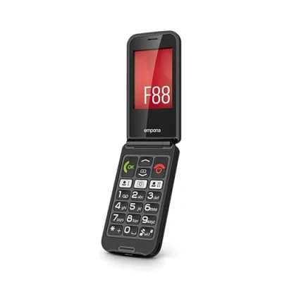 Image of emporiaTALKglam Senior phone, Contract Free, Foldable Mobile Easy to use, Phone with Emergency Button, 2.4 Inch Display, Black