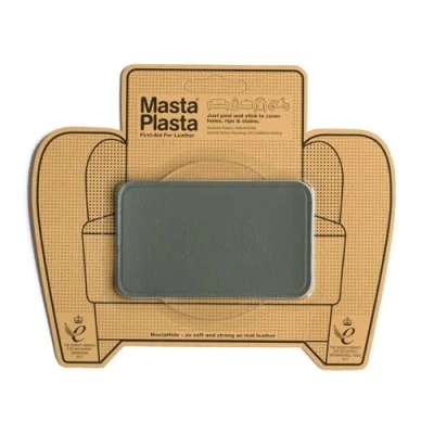 Image of MastaPlasta Premium Leather Repair Patch Grey 10cm x 6cm (4in 2.4in). Your Instant Stick On Upholstery Quality for Sofas, Car Seats, Handbags, Jackets &amp; Crafting