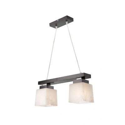 Image of Kubus Bar Pendant Ceiling Light, Glass Shades Wenge, 2x E27