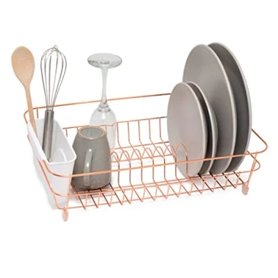Image of simplywire Dish Drainer Anti Rust Drying Rack White Cutlery Basket Copper Chrome Plated steel