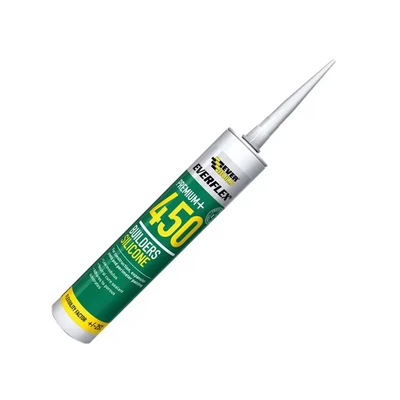 Image of Everbuild Everflex 450 Premium+ Builders Silicone Sealant Waterproof Seal Suits Most Building Materials Internal and External Use Black 300ml