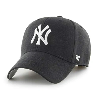 Image of 47 MLB New York Yankees MVP Unisex Baseball Cap Soft Adjustable Strap: White NY Logo: Colour Black