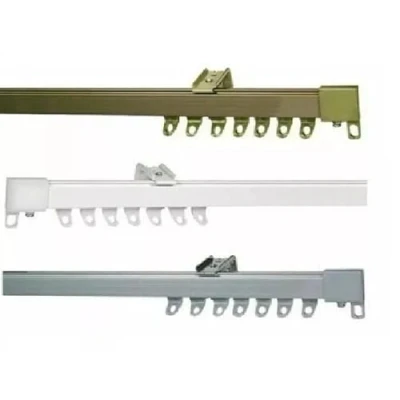 Image of Fineline Aluminium Heavy Duty Smooth, Bendable Window Curtain Rail Track Set (End Cover Stop (Pack of 10), White Track)