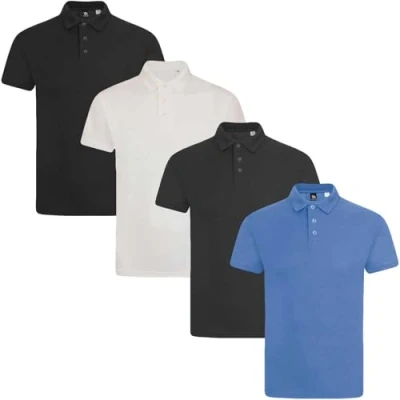 Image of True Face Mens Polo Shirt Plain Tshirt Short Sleeve Summer Work Pique T Workwear Adult Tee Classic Casual Top Set 2 4 Pack XL