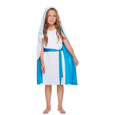 Image of Lizzy Child Girls Mary Costume (Large / 10 12 Years) Kids school Pretend Theme Party Fancy dress outfit Accessory Cosplay, World Book Day Halloween, Christmas