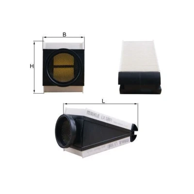 Image of 6510940100, 6510940404, A6510940100, A6510940404 Air Filter MAHLE ORIGINAL LX 5861 1,4mm 108mm 261,5mm Insert MERCEDES BENZ: C Class Saloon