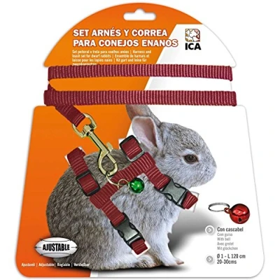 Image of ICA DA1020 Dwarf Rabbit Harness and Strap Set, Red