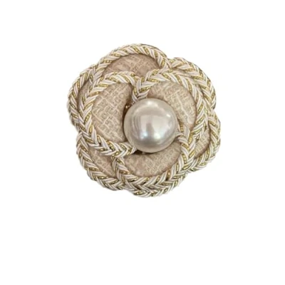 Image of sunjiaqi Camellia Pearl Brooch Pin Flower Lapel Fabric Women Elegant Clothes Decoration for Scarf Hat Suits Night Dress Wedding Jewelry