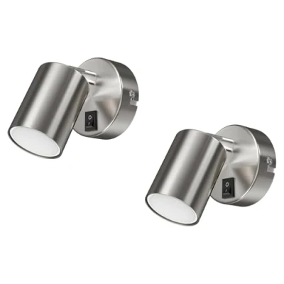 Image of ledscom.de 2 pcs. Wall spot WAIKA Switch Chrome matt LED lamp White 3 Step dimming 609lm