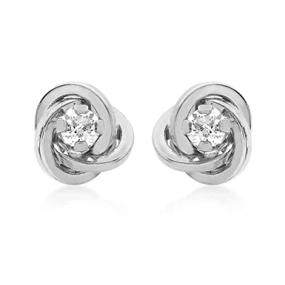 Image of Carissima Gold Women&#039;s 9 ct White 6 mm Round Cubic Zirconia Stud Earrings