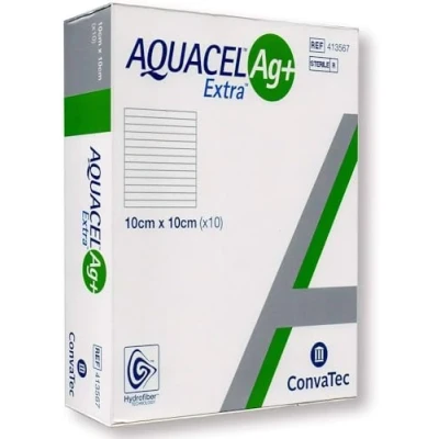 Image of Convatec D013600 Aquacel Ag Extra Hydrofiber Dressing, 10cm x 10cm, Pack of 10
