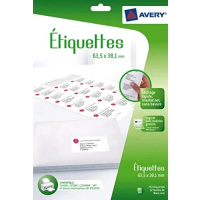 Image of Avery 252 Address Labels 63.5 x 38.1 mm