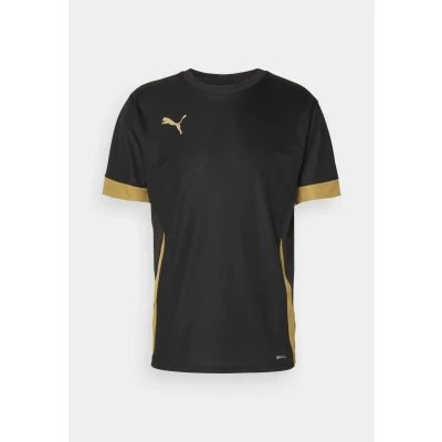 Image of Puma Teamgoal Matchday Sports Tshirt, Men&#039;s, Size: XL, Black/gold/matte gold