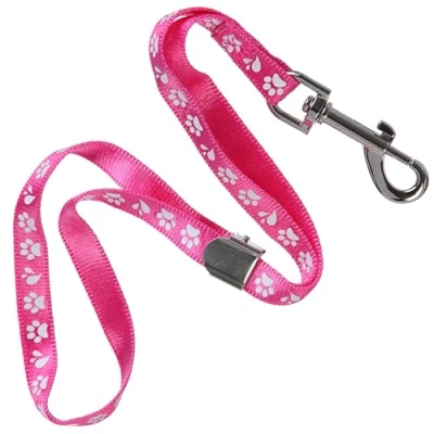 Image of GROOM PROFESSIONAL Ajax Dog Grooming Loop Leash with Metal Slider Strong Nylon Material Comfortable &amp; Secure Paw Print Design 42cm, Pink