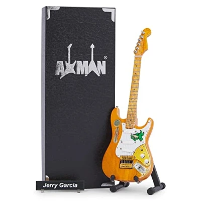 Image of Axman Jerry Garcia Miniature Guitar Replica Music Gifts Handmade Ornamental 1/4 Scale Display Box, Name Tag and Stand Included