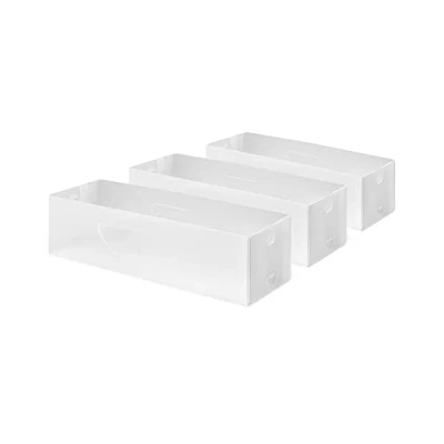 Image of Compactor Set of 3 Optimo Foldable Drawer Storage Organisers, Polypropylene, Size Medium, 30 x 10.5 8 cm, Translucent, RAN6321