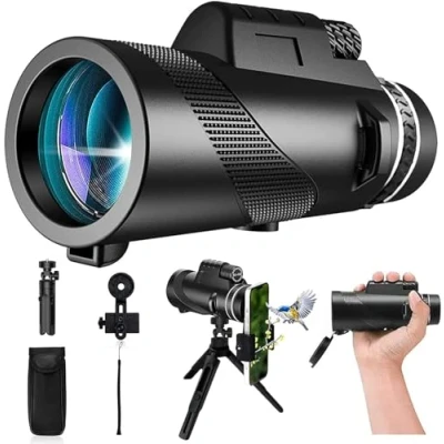 Image of 80x100 Monocular Telescope High Powered for Smartphone Monoculars Adults Definition Stargazing Hunting Wildlife Bird Watching Travel Camping Hiking