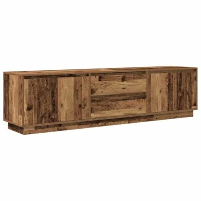 Image of vidaXL TV Cabinet with LED Lights Engineered Wood Modern Entertainment Unit 193.5x41x50 cm Old Color