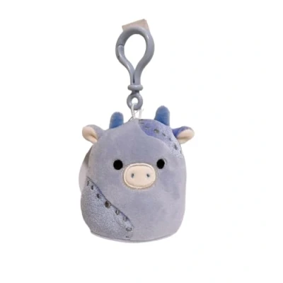 Image of Squishmallows 3.5&quot; Mini Clip On Keychain, Marzio the Cow Velvet Squad, Multicolor