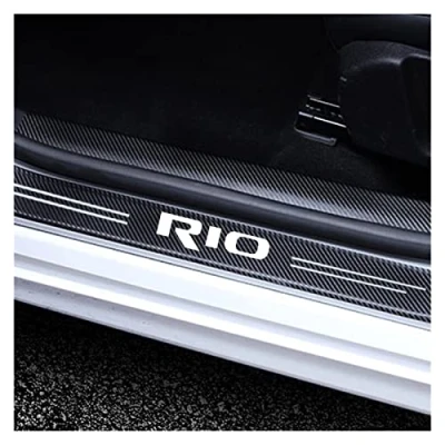 Image of EAGLEG Car Door Sill Protector for KI A Rio 4 5 2021 2020 2019 2018 2017 2016 2015 2014 2013 2012 2011 4PCS Scuff Plate Carbon Fiber Stickers Accessories,Black