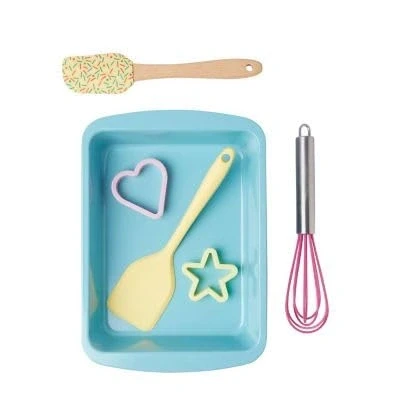 Image of Lakeland Kids’ Cupcake 5 Piece Baking Set Includes Traybake 2 Cookie Cutters Spatula Turner Whisk