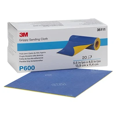 Image of 3M Grippy Sanding Cloth, 139 mm x 114 mm, P600, 35111, 20 Sheets per Roll
