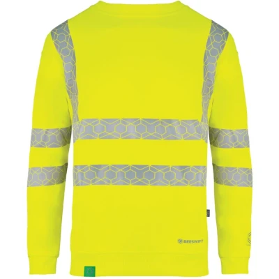 Image of Beeswift Envirowear Saturn Yellow Hi Vis Sweatshirt Unisex Reflective Sustainable Circular Process Safety PPE Workwear 4X Large