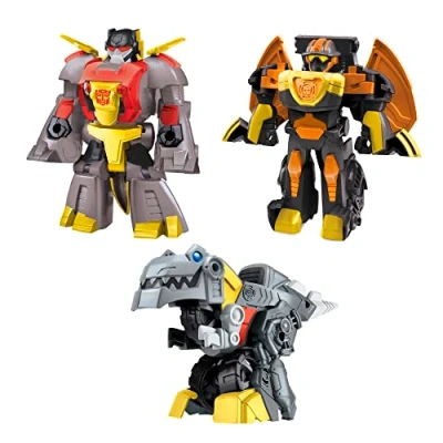Image of Transformers Dinobot Adventures Squad Grimlock, Snarl and Predaking Pack of 3, 11 cm Tall, Ages 3 Above, F2951