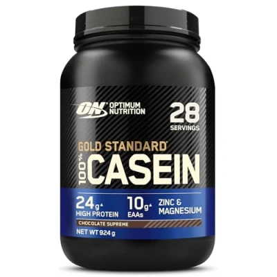 Image of Optimum Nutrition Gold Standard 100% Casein Slow Digesting Protein Powder with Zinc, Magnesium and Amino Acids, Support Muscle Growth &amp; Repair Overnight, Chocolate Supreme Flavour, 28 Servings, 924 g